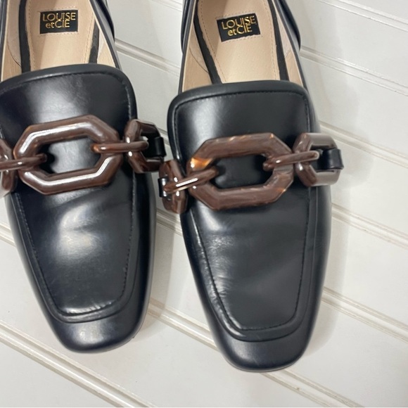 Louise et Cie Emlen Tortoise Chain Black Leather Classic Loafer 617 - Picture 3 of 11